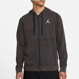 Jordan Brand Full-Zip Hoodie Black Fleece Sweatshirt Mens Size XL